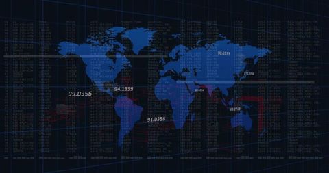Global data visualization dashboard driving real-time analytics with numeric geo-markers