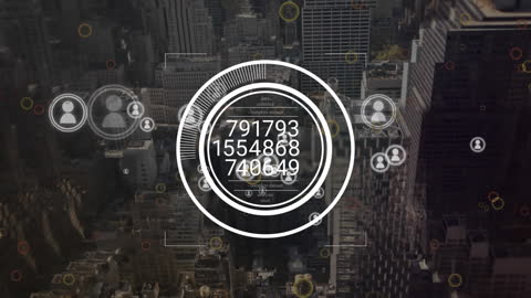 Digital Data Processing Abstract Over Urban Skyline