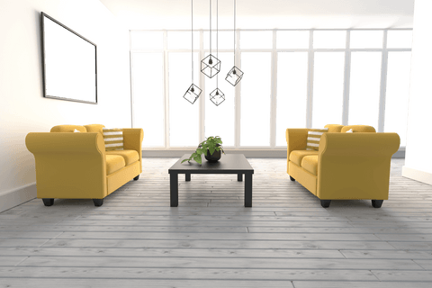 Transparent Modern Living Room with Yellow Sofas - Download Free Stock Videos Pikwizard.com