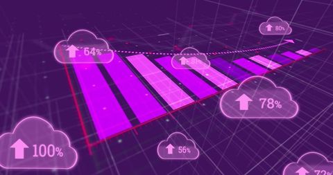 Rising Statistics and Cloud Data on Futuristic Purple Background - Download Free Stock Images Pikwizard.com