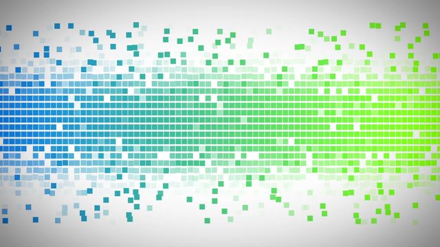 Abstract animation displaying a transition of squares from blue to green on white background. Suitable for digital presentations, tech interfaces, graphic design projects, and data visualizations. Ideal for use in backgrounds or as visual effects in technology-related content.