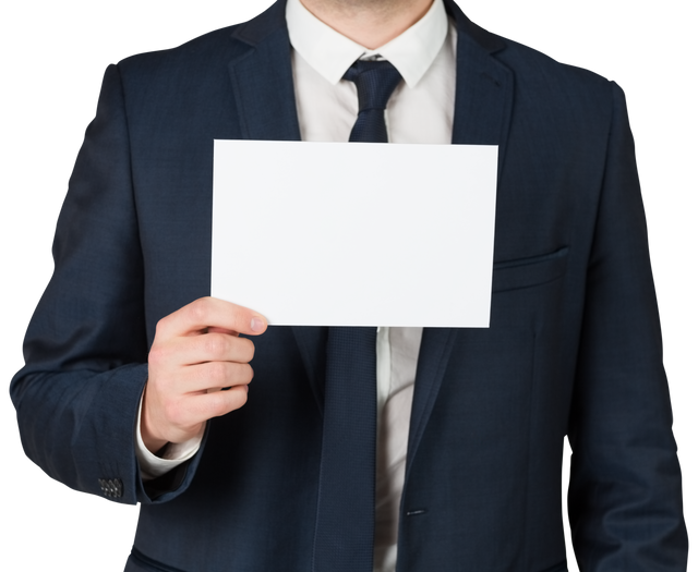 Businessman holding transparent white card promoting corporate message - Download Free Stock Videos Pikwizard.com