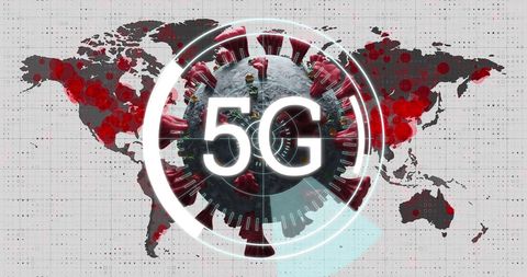 5G and Global Pandemic Concept with Coronavirus Cell and World Map - Download Free Stock Images Pikwizard.com