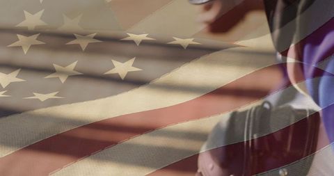 Patriotism Reflected: American Flag and Glasses