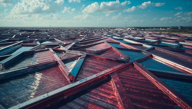 Futuristic Industrial Rooftop with Geometric Design