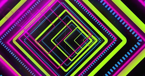Neon Geometric Tunnel with Retro Futuristic Vibes - Download Free Stock Images Pikwizard.com