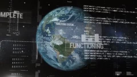 Rotating Earth with Futuristic Data Interface and Visualizations