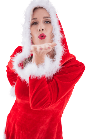transparent festive woman in santa costume blowing kiss - Download Free Stock Videos Pikwizard.com