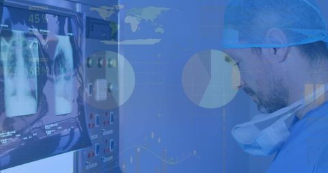 Caucasian Doctor Analyzing X-Ray with Digital Infographic Overlay - Download Free Stock Images Pikwizard.com