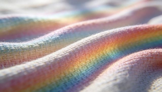 Soft pastel rainbow knit texture showing diagonal folds and yarn detail for backgrounds
