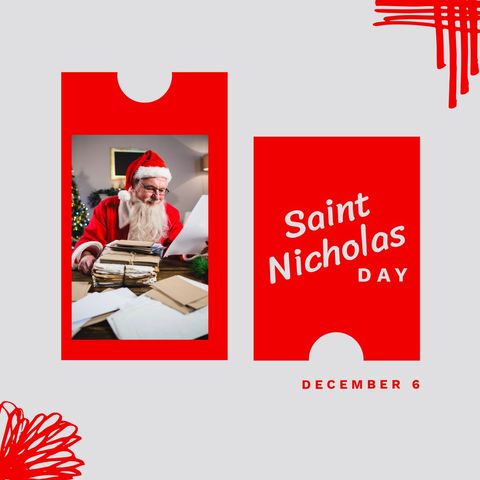 Santa Claus Enjoying Saint Nicholas Day Traditions - Download Free Stock Templates Pikwizard.com