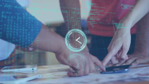 Data Processing Concept with Time Clock in Team Meeting