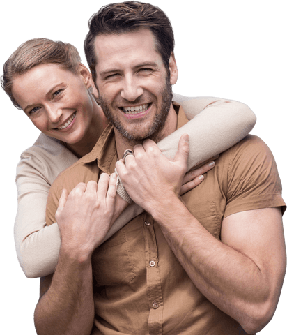 Romantic Couple Embracing Smiling Transparent Background