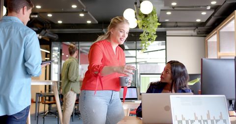 Team Collaboration in Modern Bright Open Office Space