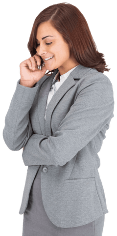 Transparent Image Smiling Businesswoman on Phone