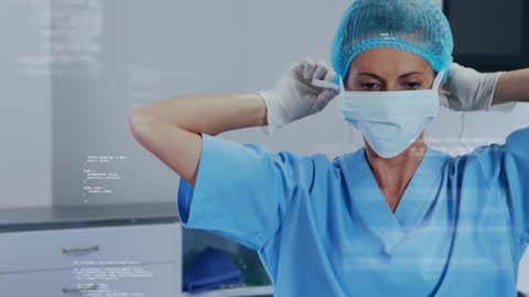 Doctor Preparing for Surgery with Data Interface Concept