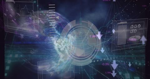 Futuristic Global Data Processing Digital Interface Overlay - Download Free Stock Images Pikwizard.com