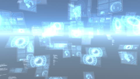 Futuristic Digital Interface with Global Holographic Elements