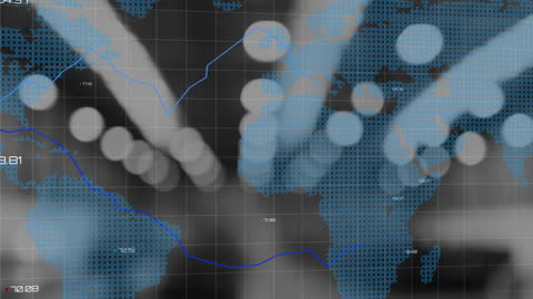 Global Business Data Processing Animation Over World Map