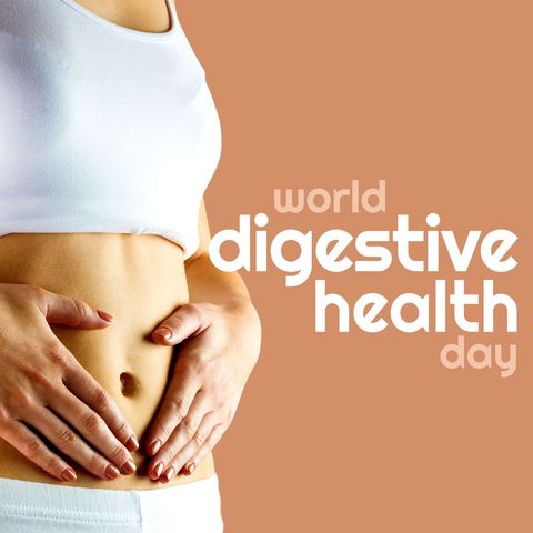 world digestive health day awareness concept with woman touching stomach - Download Free Stock Templates Pikwizard.com