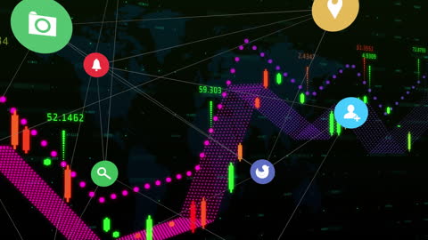 Dynamic Financial Data Analysis and Networking Concept Illustration