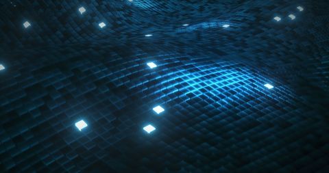 Futuristic Wave of Glowing Tiles with Geometric Pattern - Download Free Stock Images Pikwizard.com