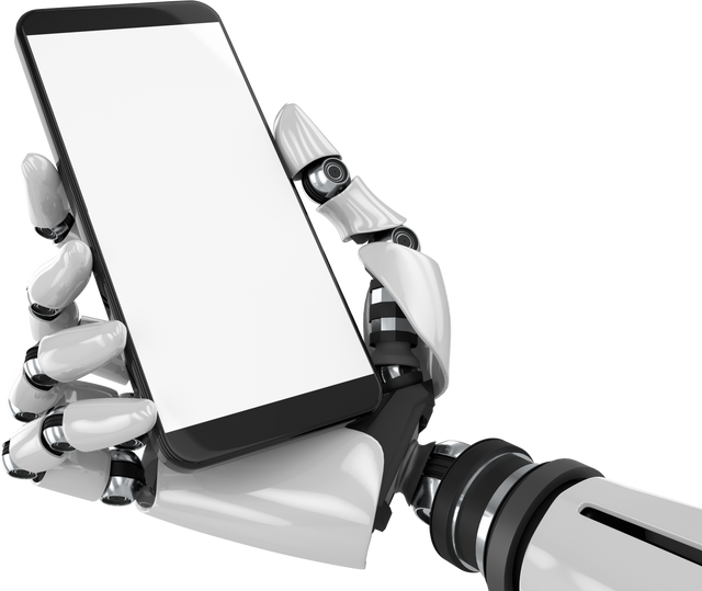 Robotic Hand Holding Smartphone on Transparent Background, Copy Space - Download Free Stock Videos Pikwizard.com