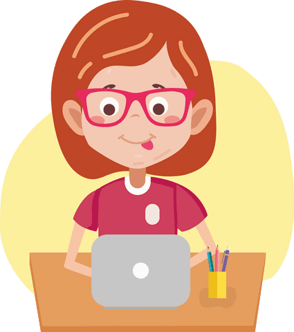 Schoolgirl Using Laptop on Transparent Background Illustration - Download Free Stock Videos Pikwizard.com