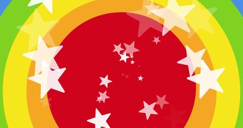 Colorful Star Shapes on Multicolored Circle Background