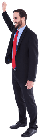 transparent businessman in suit raising hand confidently - Download Free Stock Videos Pikwizard.com