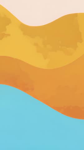 Vertical Looping Waves Undulating in Abstract Peach Golden-Orange and Turquoise Gradient