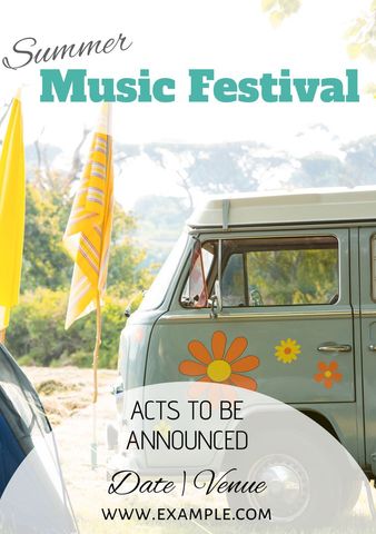 vintage van inviting summer music festival vibe - Download Free Stock Templates Pikwizard.com