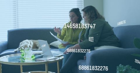 Diverse Women Analyzing Data with Changing Numbers Concept