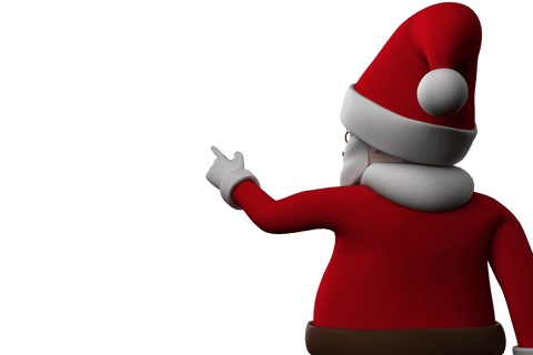 Transparent Cartoon Santa Claus pointing with festive gesture