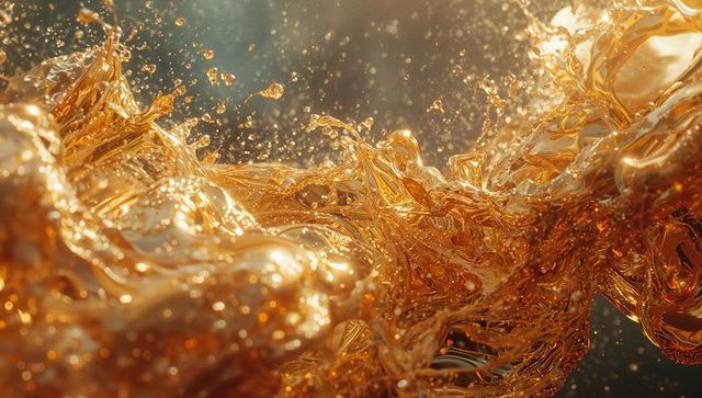 Golden Liquid Abstraction with Dynamic Flow in Digital Space