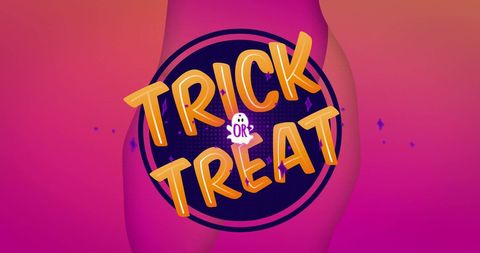 Trick or Treat Halloween Text on Pink Abstract Background