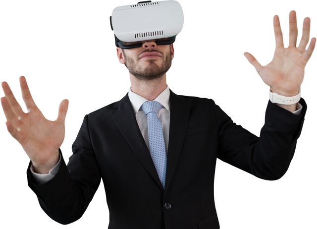 Transparent Background Businessman Using VR Headset for Future Innovation - Download Free Stock Videos Pikwizard.com