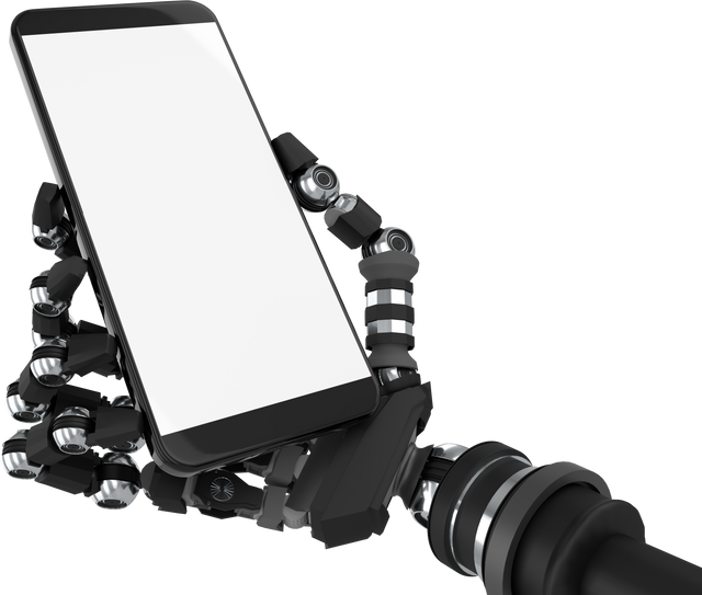 Robotic Hand Holding Smartphone with Copy Space on Transparent Background - Download Free Stock Videos Pikwizard.com