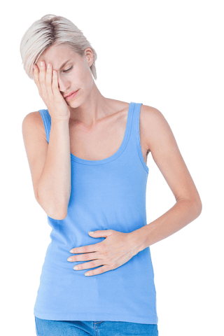 Woman with Headache and Stomach Pain-transparent Background - Download Free Stock Videos Pikwizard.com