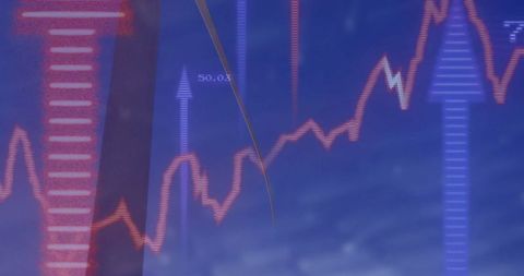 Abstract Financial Chart with Red Line and Trend Arrows