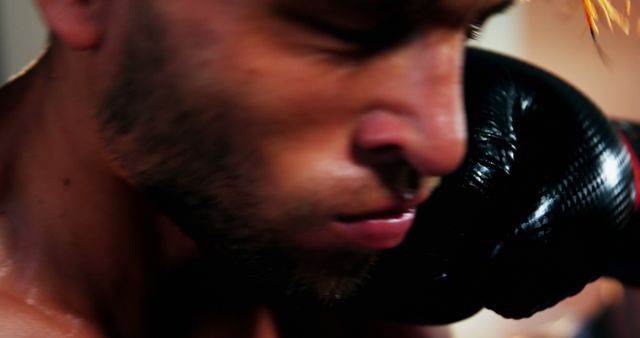 Close-Up of Boxer Taking an Intense Punch during Training - Download Free Stock Images Pikwizard.com