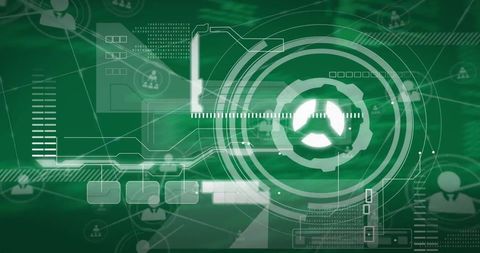 Abstract Digital Interface with Scope Scanning on Green Background - Download Free Stock Images Pikwizard.com