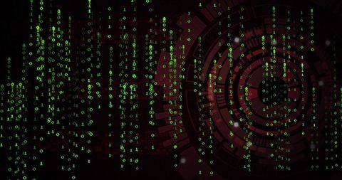 Futuristic Binary Code Matrix in Cyberspace with Red HUD Elements - Download Free Stock Images Pikwizard.com