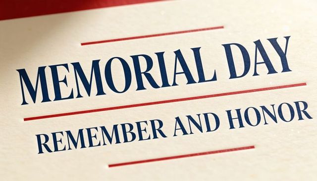 Memorial day remember and honor card with classic serif typography on cream paper