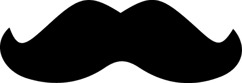 Handlebar moustache silhouette icon on transparent background