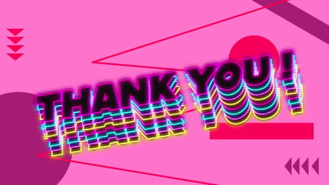 Neon Thank You Text with Abstract Geometric Shapes