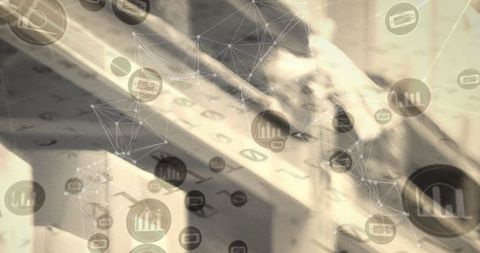 Digital Interface Concepts in Industrial Warehouse Background