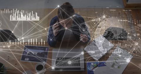 Caucasian Businesswoman Utilizing Global Connection Networks - Download Free Stock Images Pikwizard.com