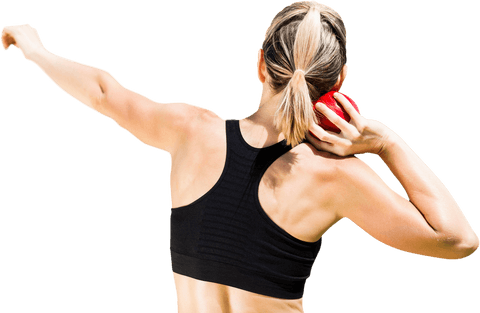 Transparent Overlay: Female Athlete Throwing Sports Ball