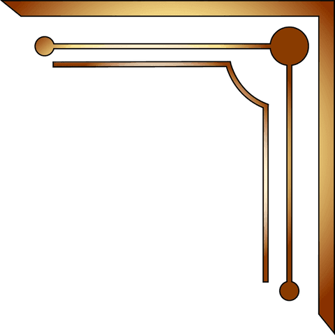 Art deco golden corner design with transparent background